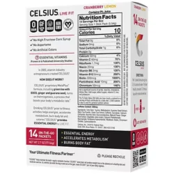 Celsius Energy Drink Stick Packs- Cranberry Lemon