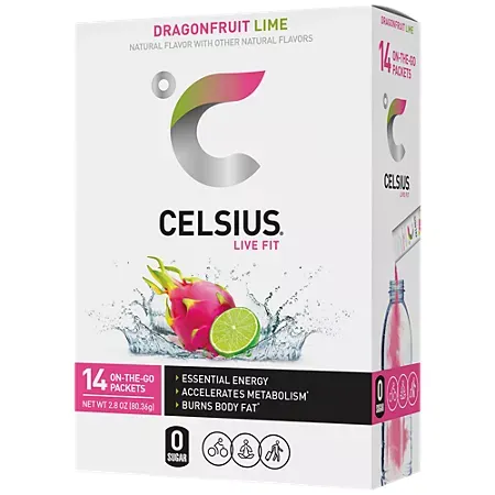 Celsius Energy Drink Stick Packs- Dragonfruit Lime Celsius Energy Drink Stick Packs- Dragonfruit Lime