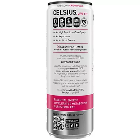 Celsius Live Fit Sparkling Energy Drink - No Sugar - Cherry Cola 4 Celsius Live Fit Sparkling Energy Drink - No Sugar - Cherry Cola 4