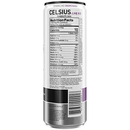 Celsius Live Fit Sparkling Energy Drink - No Sugar - Grape Rush 2 Celsius Live Fit Sparkling Energy Drink - No Sugar - Grape Rush