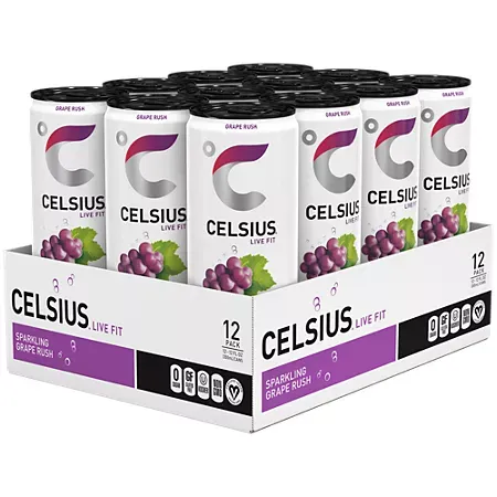 Celsius Live Fit Sparkling Energy Drink - No Sugar - Grape Rush 3 Celsius Live Fit Sparkling Energy Drink - No Sugar - Grape Rush