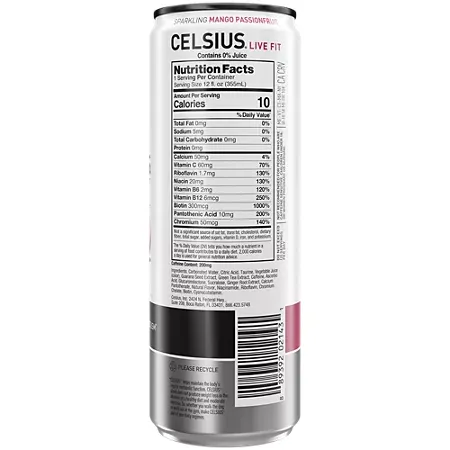 Celsius Sparkling Energy Drink - No Sugar or Preservatives - Mango Passionfruit 2 Celsius Sparkling Energy Drink - No Sugar or Preservatives - Mango Passionfruit