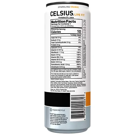 Celsius Sparkling Energy Drink - No Sugar or Preservatives - Orange 2 Celsius Sparkling Energy Drink - No Sugar or Preservatives - Orange