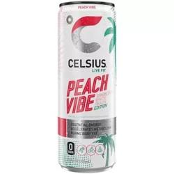 Celsius Sparkling Energy Drink - No Sugar or Preservatives - Peach Vibe