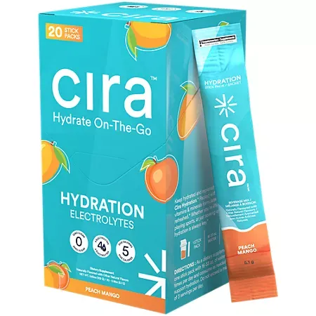 Cira Hydrate On-The-Go Hydration Electrolytes - Peach Mango (20 Stick Packs) Cira Hydrate On-The-Go Hydration Electrolytes - Peach Mango (20 Stick Packs)