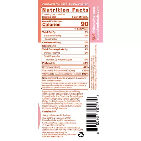 Clear Protein + Energy Drink - Grass-Fed Whey Protein - Sun-Kissed Peach 2 Clear Protein + Energy Drink - Grass-Fed Whey Protein - Sun-Kissed Peach