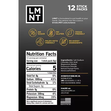 Electrolyte Drink Mix - Orange Salt (12 Stick Packs) 1 Electrolyte Drink Mix - Orange Salt (12 Stick Packs)