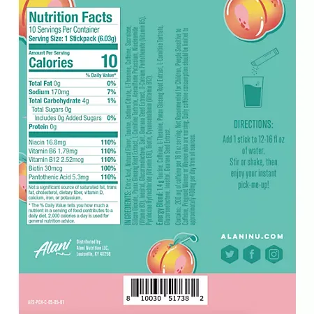 Energy Drink Mix - 200mg Caffeine - Juicy Peach 2 Energy Drink Mix - 200mg Caffeine - Juicy Peach
