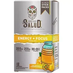 Energy + Focus Drink Mix - 200 MG Caffeine - Pineapple Mango (12 Stick Packs)