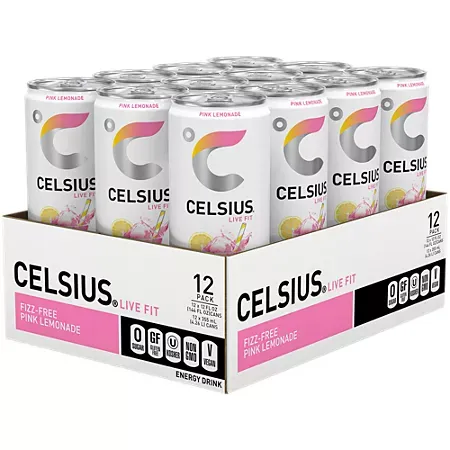 Fizz-Free Energy Drink - Sugar Free - Pink Lemonade 3 Celsius Live Fit Sparkling Energy Drink - No Sugar - Cherry Cola