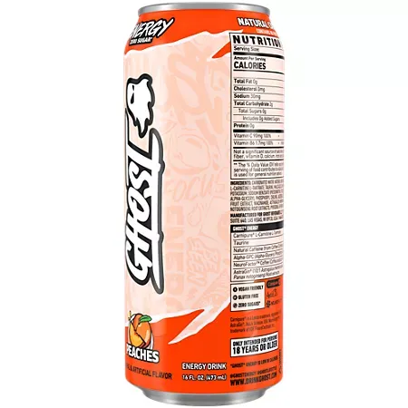 GHOST Energy Drink - Zero Sugar - Peaches 2 GHOST Energy Drink - Zero Sugar - Peaches