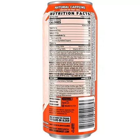 GHOST Energy Drink - Zero Sugar - Peaches 3 GHOST Energy Drink - Zero Sugar - Peaches