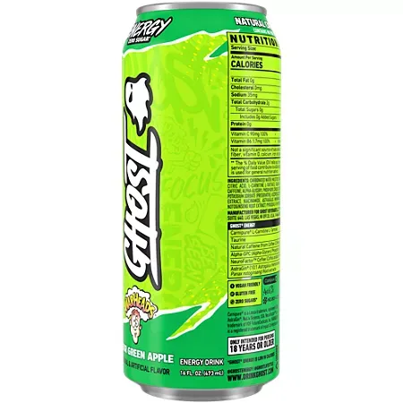GHOST Energy Drink - Zero Sugar - Sour Green Apple 2 GHOST Energy Drink - Zero Sugar - Sour Green Apple