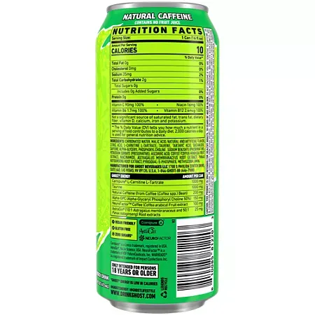 GHOST Energy Drink - Zero Sugar - Sour Green Apple 3 GHOST Energy Drink - Zero Sugar - Sour Green Apple