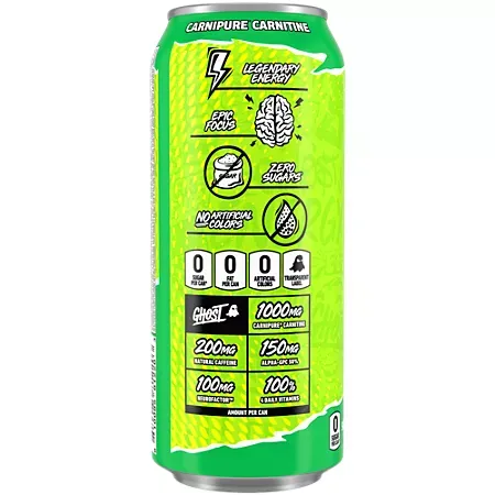 GHOST Energy Drink - Zero Sugar - Sour Green Apple 6 GHOST Energy Drink - Zero Sugar - Sour Green Apple 6
