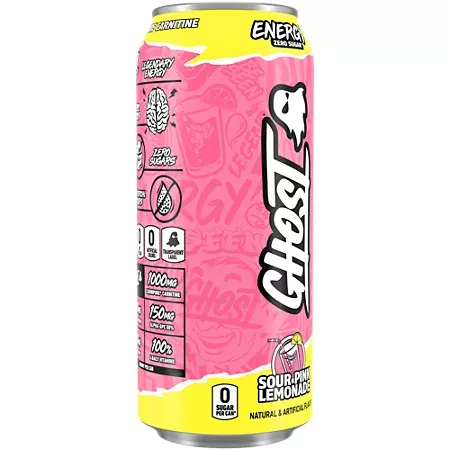 GHOST Energy Drink - Zero Sugar - Sour Pink Lemonade 5 GHOST Energy Drink - Zero Sugar - Sour Pink Lemonade