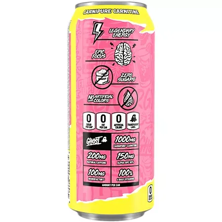 GHOST Energy Drink - Zero Sugar - Sour Pink Lemonade 6 GHOST Energy Drink - Zero Sugar - Sour Pink Lemonade