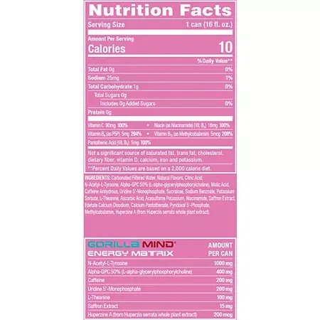 Gorilla Mind Energy Drink – Strawberry Candy 2 Gorilla Mind Energy Drink – Strawberry Candy