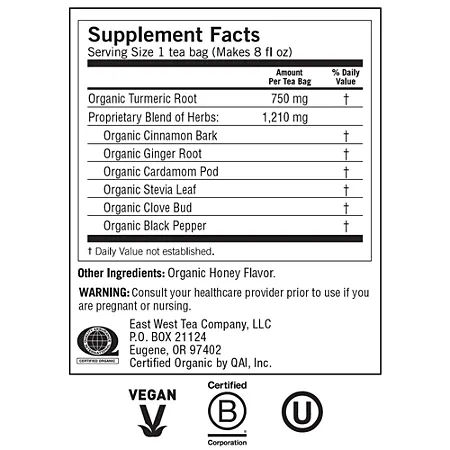 Honey Chai Turmeric Vitality - Organic Sweet & Spicy Blend 1 Honey Chai Turmeric Vitality - Organic Sweet & Spicy Blend (16 Tea Bags)