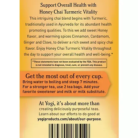 Honey Chai Turmeric Vitality - Organic Sweet & Spicy Blend 3 Honey Chai Turmeric Vitality - Organic Sweet & Spicy Blend (16 Tea Bags)