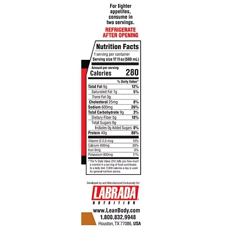 Lean Body Protein Shake - 40g Protein - Salted Caramel 1 Lean Body Protein Shake - 40g Protein - Salted Caramel (17 Fl Oz. / 12 Drinks)