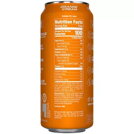 Lightly Carbonated Protein Drink - 25g Protein - Orange Cream 1 Lightly Carbonated Protein Drink - 25g Protein - Orange Cream (16 Fl Oz. / 12 Drinks)