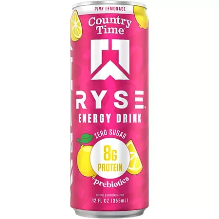 Ryse Energy Drink - 8g Protein & Prebiotics - Country Time Pink Lemonade Ryse Energy Drink - 8g Protein & Prebiotics - Country Time Pink Lemonade
