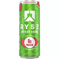 Ryse Energy Drink - 8g of Protein + Prebiotics - Strawberry Watermelon