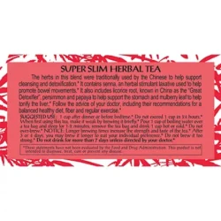 Super Slim Herbal Tea with White Mulberry Leaf - Supports Cleansing & Detoxification - Caffeine-Free (20 Tea Bags)