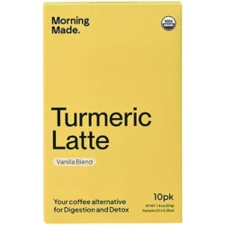 Turmeric Latte Packets - Coffee Alternative for Digestion & Detox - Vanilla (10 Single Serving Packets)