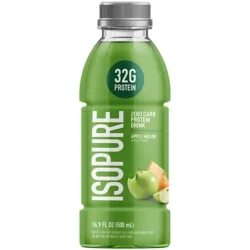 Zero Carb Protein Drink - 32g of 100% Whey Protein Isolate - Apple Melon (16 Fl Oz. / 12 Drinks)