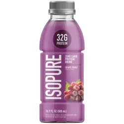 Zero Carb Protein Drink - 32g of 100% Whey Protein Isolate - Grape Frost (16 Fl Oz. / 12 Drinks)