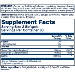 Bio E with Selenium - Provides Antioxidant Activity - 400 IU (120 Perle Capsules)