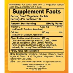 Ester-C with Citrus Bioflavonoids - Non-Acidic Form of Vitamin C - 500 MG (225 Vegetarian Tablets)