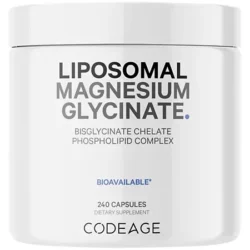 Liposomal Magnesium Glycinate with Bisglycinate Chelate & Phospholipid Complex (240 Capsules)