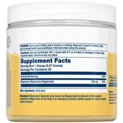 Magnesium Glycinate Powder - Unflavored - 350 MG (6 Oz. / 50 Servings)