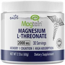 Magnesium L-Threonate Powder with Magtein - Support Cognitive Function, Memory & Sleep (30 Servings)