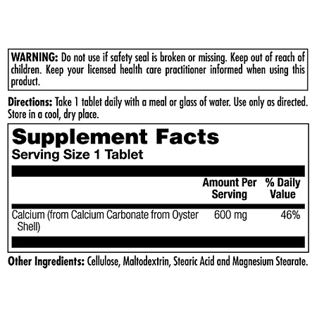 Oyster Shell Calcium - 600 MG (100 Tablets) 1 Oyster Shell Calcium - 600 MG (100 Tablets)