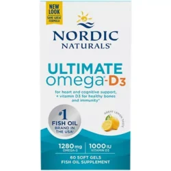 Ultimate Omega-D3 – 1,280 MG Total Omega-3s + 1,000 IU Vitamin D3 – Lemon (60 Softgels)