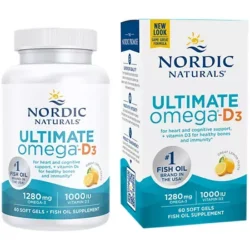 Ultimate Omega-D3 – 1,280 MG Total Omega-3s + 1,000 IU Vitamin D3 – Lemon (60 Softgels)