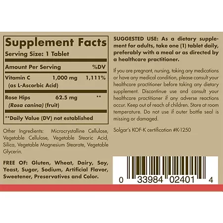 Vitamin C With Rose Hips - 1,000 MG (250 Tablets) 1 Vitamin C With Rose Hips - 1,000 MG (250 Tablets)