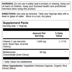 Vitamin C with Bioflavonoid Concentrate + Rose Hips & Acerola - 1,000 MG (250 Capsules)