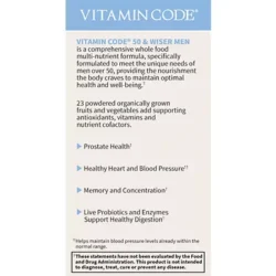 Vitamin Code 50 & Wiser Men – Raw Whole Food Multivitamin (120 Vegetarian Capsules)
