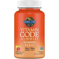 Vitamin Code D3 & K2 Gummies -100mcg as MK-7 - Raspberry Lemon (45 Gummies)