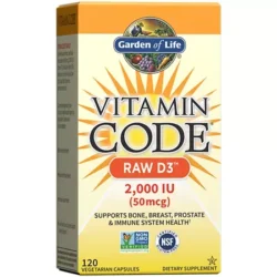 Vitamin Code Raw D3 – 2,000 IU of Whole Food Vitamin D3 (120 Vegetarian Capsules)