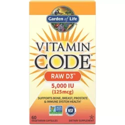Vitamin Code Raw D3 – 5,000 IU of Whole Food Vitamin D3 (60 Vegetarian Capsules)