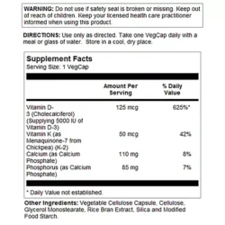Vitamin D3 & K2 - 5,000 IU D-3 (60 Vegetarian Capsules)