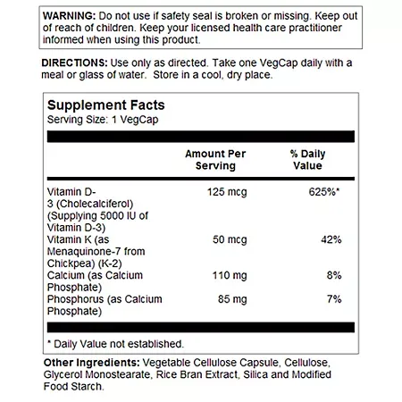 Vitamin D3 & K2 - 5,000 IU D-3 (60 Vegetarian Capsules) 2 Vitamin D3 & K2 - 5,000 IU D-3 (60 Vegetarian Capsules)