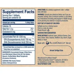 Wild Alaskan Fish Oil Peak EPA - 1000 MG EPA, DHA, Omega 3 - 1,250 MG (30 Softgels)