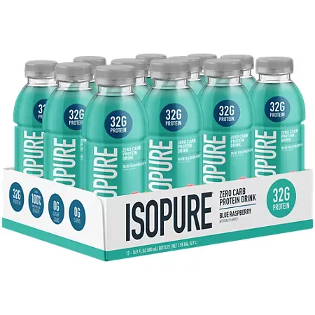 Zero Carb Protein Drink - 32g of 100% Whey Protein Isolate - Blue Raspberry 3 Zero Carb Protein Drink - 32g of 100% Whey Protein Isolate - Blue Raspberry